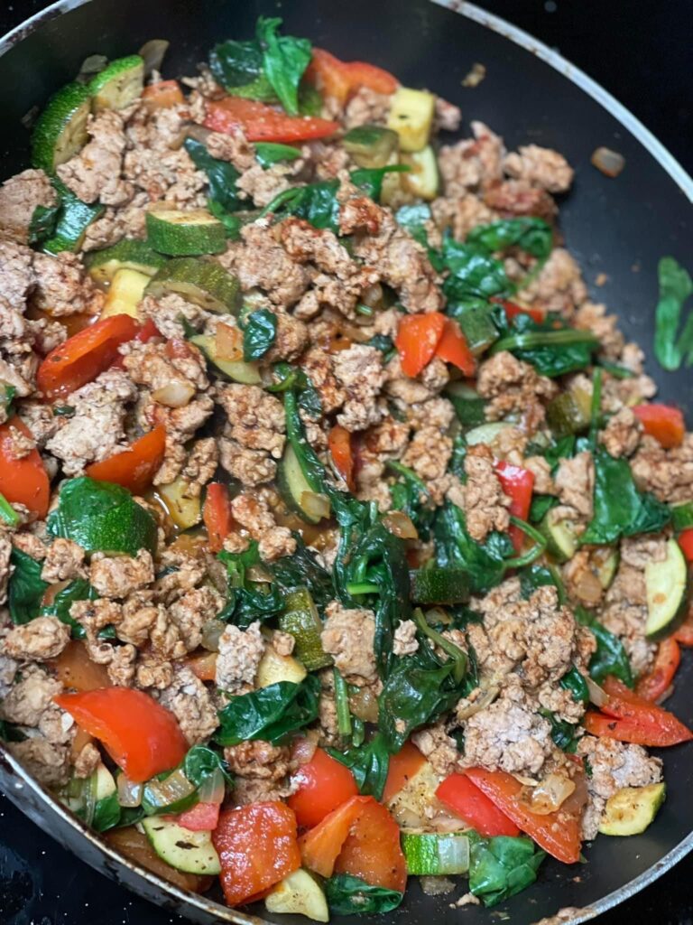 Low FODMAP Ground Chicken/Turkey and Veggie Skillet Low FODMAP Ground Chicken/Turkey and Veggie Skillet